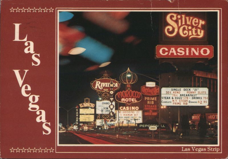 Las Vegas Strip Night View with Casino Neon Signs Nevada