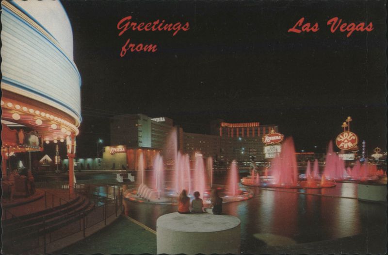 Riviera Hotel, Las Vegas, Lighted Fountains at Night Nevada