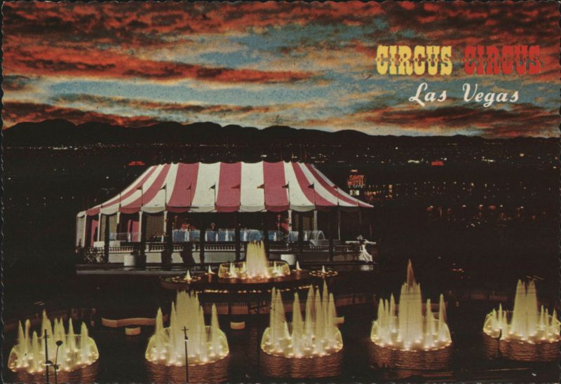 Circus Circus Las Vegas Night View with Fountains Nevada
