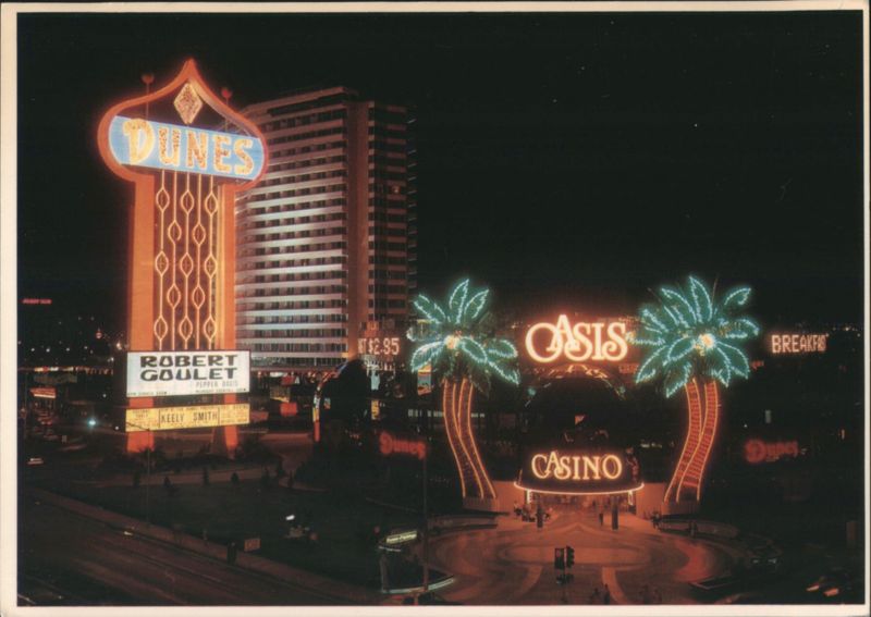 Dunes Hotel & Oasis Casino at Night, Las Vegas Strip Nevada