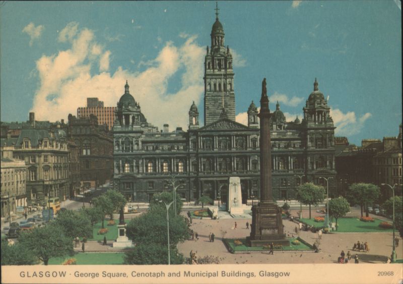 George Square, Cenotaph and Municipal Buildings, Glasgow Scotland