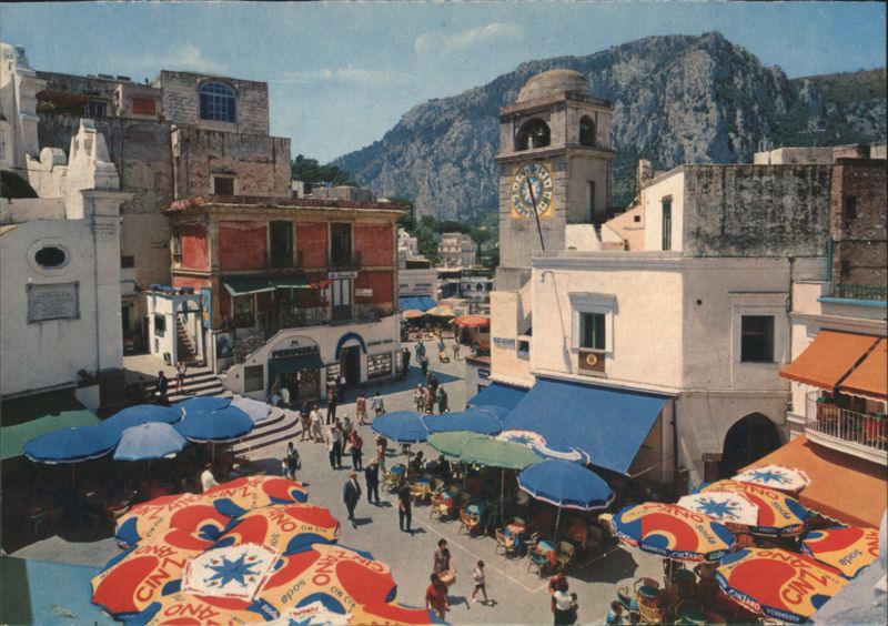 Capri La piazzetta, Clock Tower, Mountain View Italy
