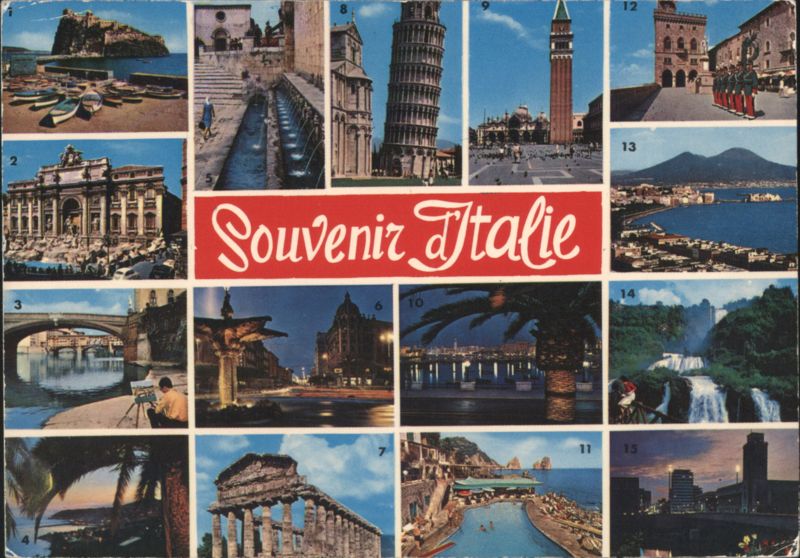 Souvenir Italie Multi-View Rome Florence Pisa Venice Naples Italy