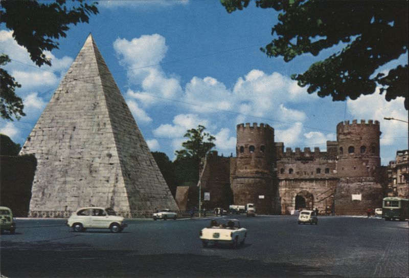 Pyramid of Caius Cestius and Porta San Paolo Rome Italy