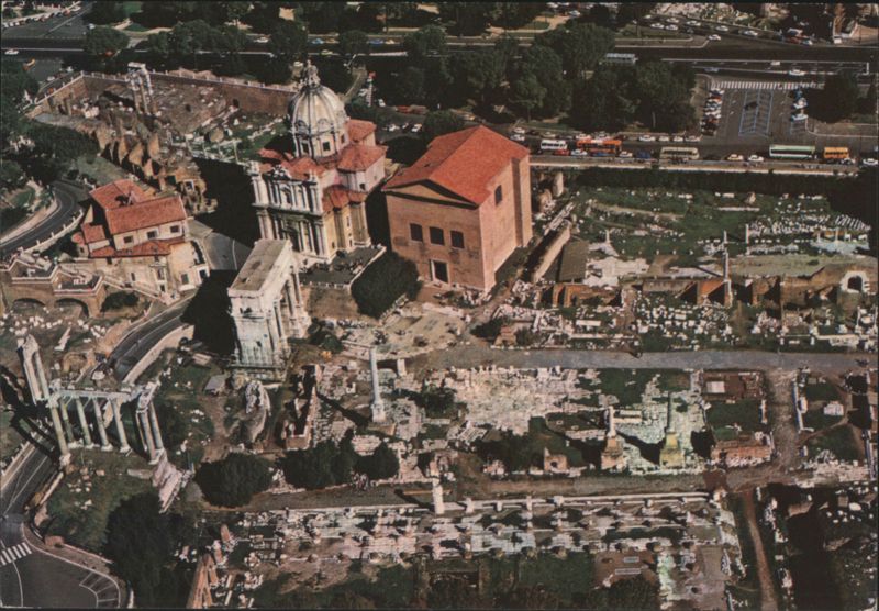 Aerial view of Roman Forum Rome Italy