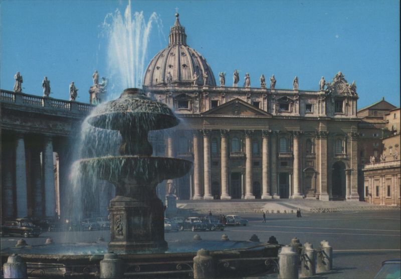 St. Peter's Square Fountain & Basilica, Rome Italy