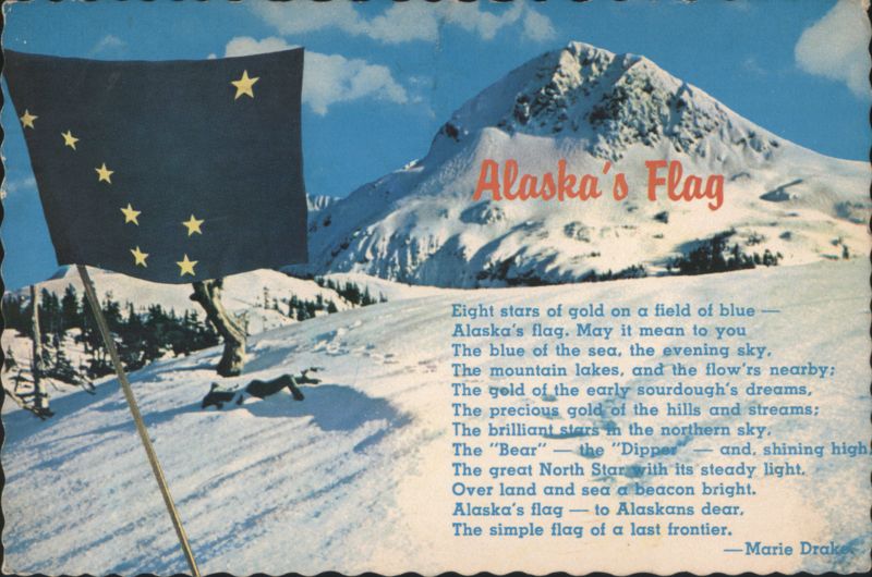 Alaska's Flag Poem with Snowy Mountain Landscape