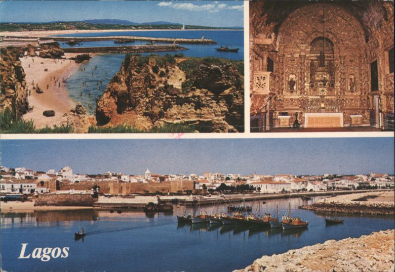 Lagos Algarve Coast, Harbor, Gold Leaf Chapel Interior Portugal