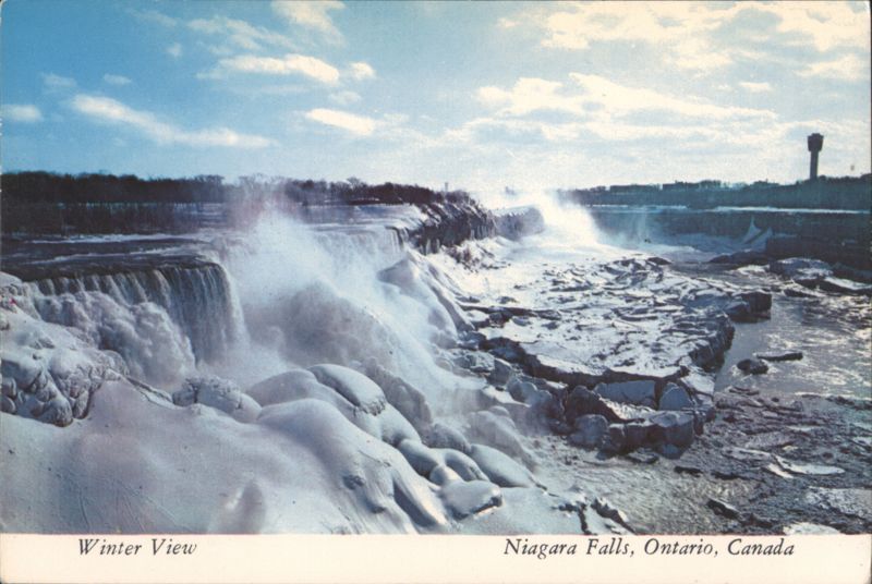 Winter View Niagara Falls, American & Horseshoe Falls ON Canada