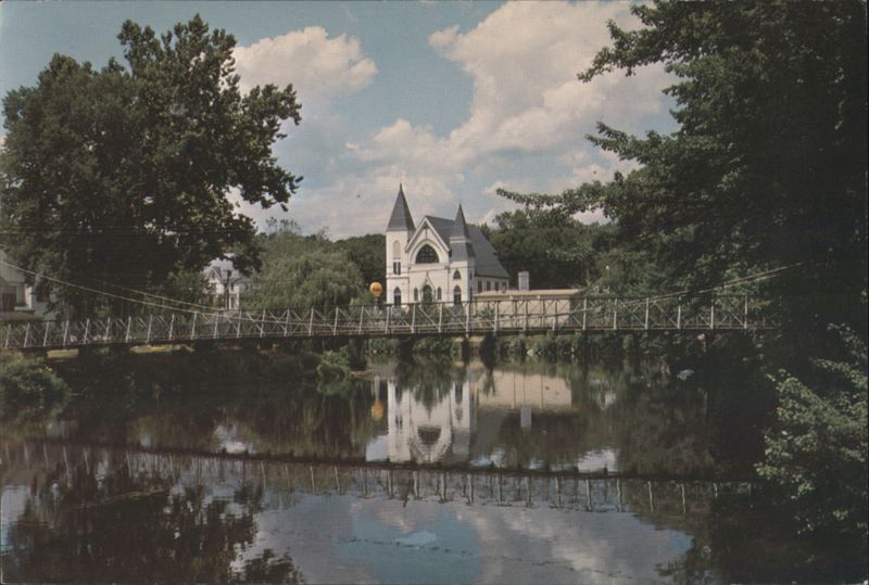 Milford NH Swinging Foot Bridge, Souhegan River New Hampshire