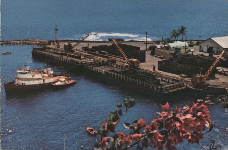 Kaumalapau Harbor, Lanai - Dole Pineapples loaded on barges Hawaii