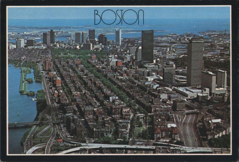 Boston Skyline, Charles River & Storrow Drive Aerial View Massachusetts