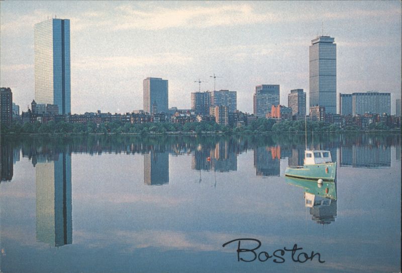 Early Morning Reflections, Boston Skyline on Charles River Massachusetts