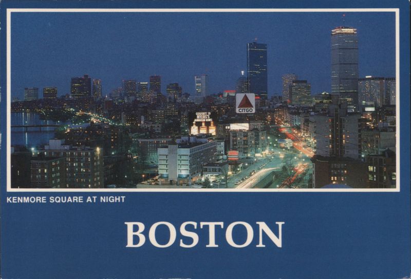 Kenmore Square at Night, Boston Skyline Massachusetts