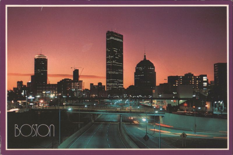 Boston Skyline Sunset with Prudential & John Hancock Towers Massachusetts
