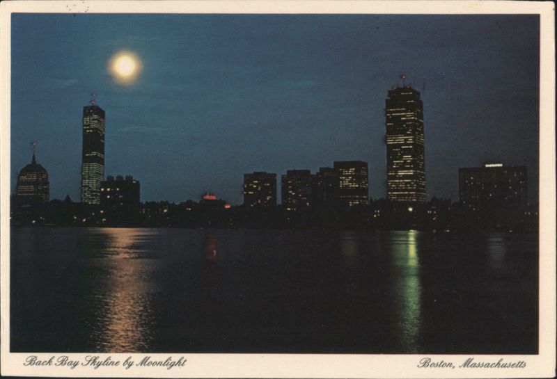 Back Bay Skyline by Moonlight Boston Massachusetts