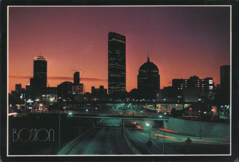 Boston Skyline at Sunset with Prudential & Hancock Towers