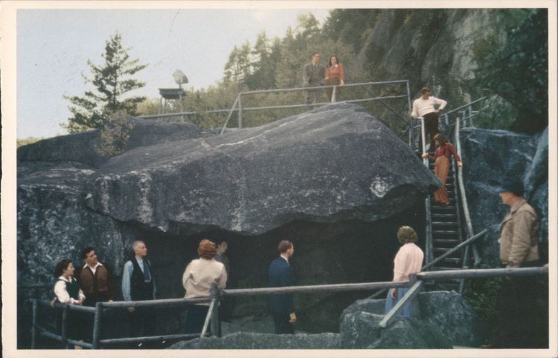 Mysterious Hanging Boulder, Polar Caves, White Mountains New Hampshire
