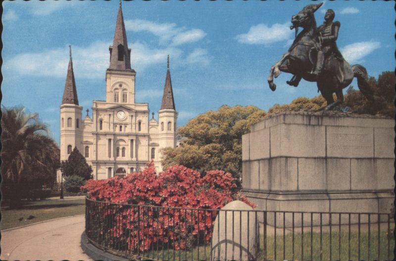 St. Louis Cathedral & Jackson Monument, New Orleans Louisiana