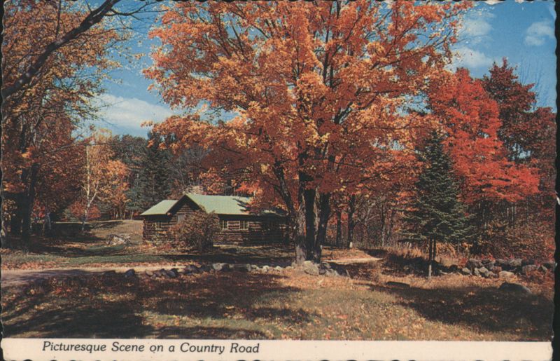 Picturesque Scene on a Country Road, New England Autumn
