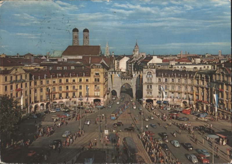 Munich Karlsplatz (Stachus) City Square with Trams Germany