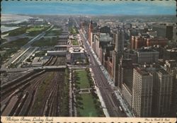 Michigan Avenue, Looking South, Chicago Skyline Postcard