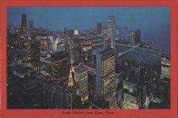 Night Skyline from Sears Tower, Chicago Postcard