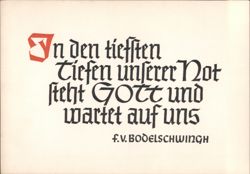 German Calligraphy Quote: In den tiefsten Tiefen unserer Not Postcard