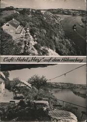 Café-Hotel Hey on Hühnerberg, Haßmersheim, Neckar River Postcard