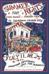 2007 Summer Nights, Cool Music & Classic Cars, Nevada City Postcard