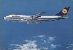Lufthansa Boeing Jet 747 in Flight Postcard