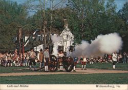 Colonial Militia Cannon Firing Drill Postcard