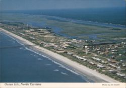 Aerial View Ocean Isle Beach, Pier, Marshland Postcard