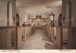 Bruton Parish Church Interior, Williamsburg, Virginia Postcard