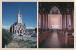 St. Mary's Church Exterior & Interior, Virginia City Postcard