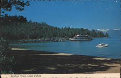 Zephyr Cove, Lake Tahoe - Boats, Pier, Sandy Beach Postcard