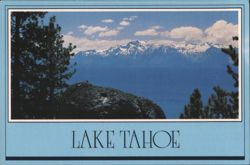 Snow Capped Mountains of Mile-High Lake Tahoe Scenic View Postcard