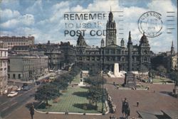 George Square, Municipal Buildings, Glasgow, Scotland Postcard