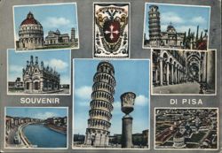Souvenir of Pisa: Leaning Tower, Duomo, Santa Maria della Spina Postcard