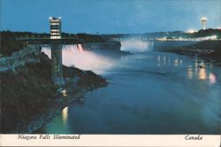 Niagara Falls Nightly Illumination, American & Horseshoe Falls Postcard