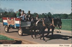 Peanut II Touring Plains in Horse Drawn Wagon Postcard