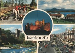 Ireland Collage: Hunting, Castles, Landscapes, City Street Postcard