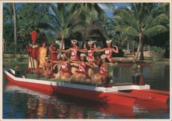 Colorful Tahitian Float, Polynesian Cultural Center Postcard