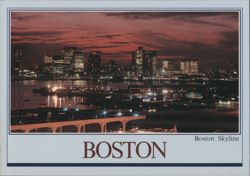 Boston Skyline Evening View from Logan Airport Postcard