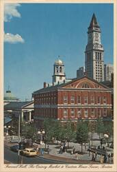 Faneuil Hall, Quincy Market & Custom House Tower, Boston Postcard