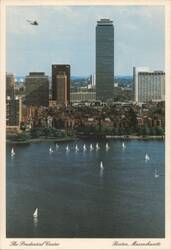 Prudential Center & Charles River, Boston Skyline, Sailboats Postcard
