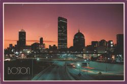 Boston Skyline Sunset with Prudential & John Hancock Towers Postcard