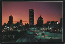 Boston Skyline at Sunset with Prudential & Hancock Towers Postcard
