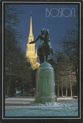 Winter at Paul Revere Mall, Old North Church, Boston Postcard