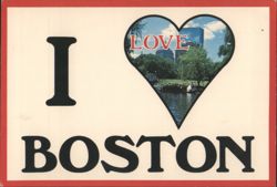 I Love Boston Heart Cityscape Public Garden Postcard